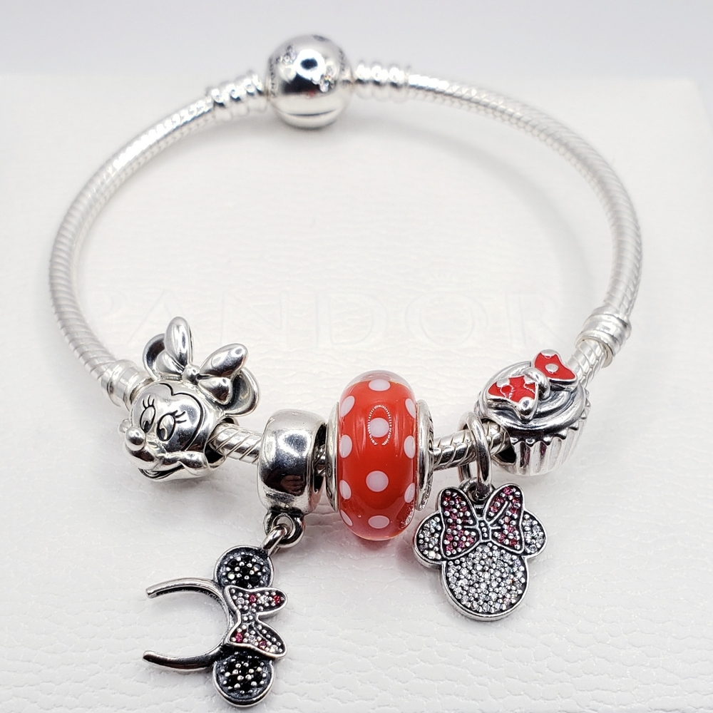 💫6pc Authentic Pandora DISNEY MINNIE BRACELET GIFT SET🎁
